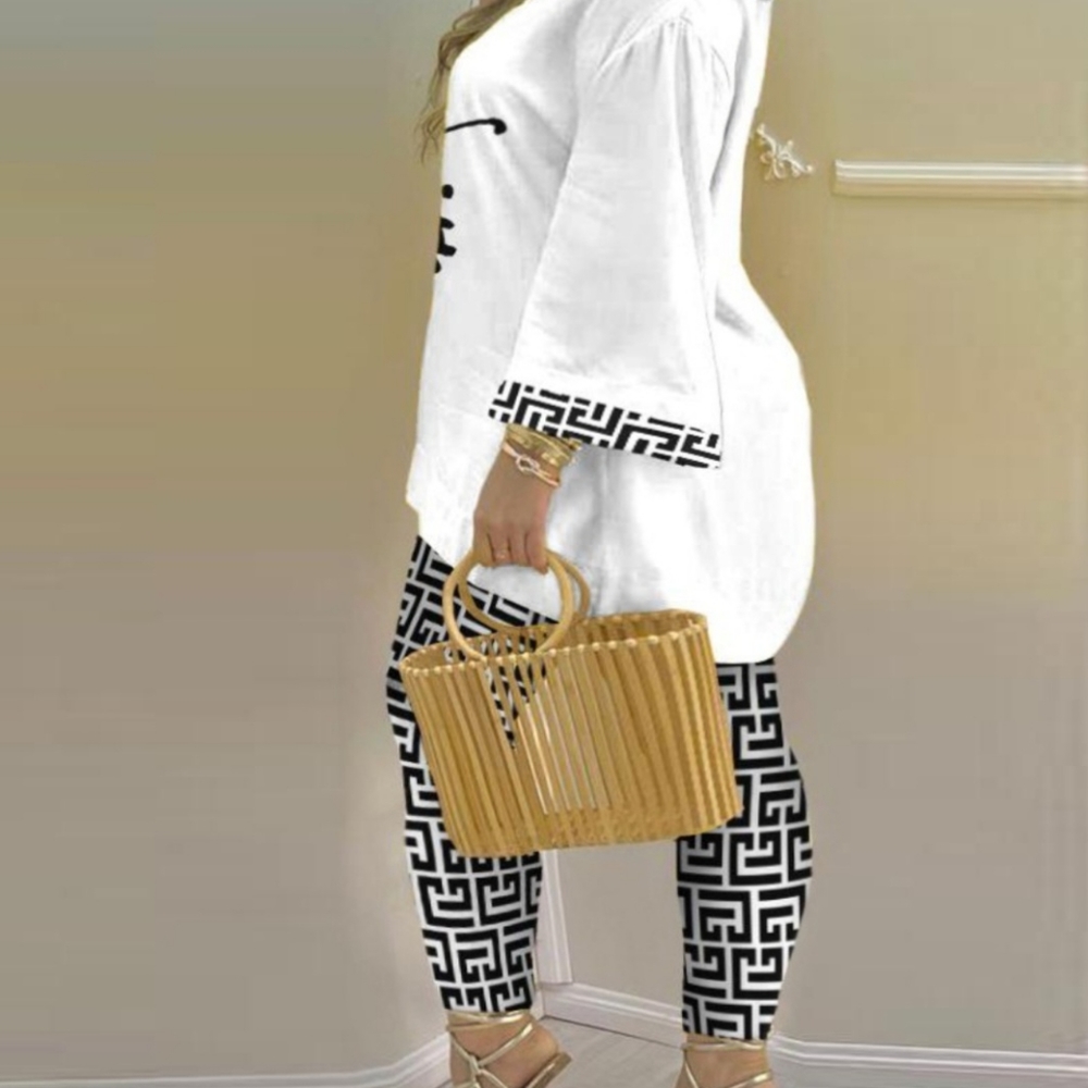 Plus size Faith geometric print top and pants - Picture 2 of 4